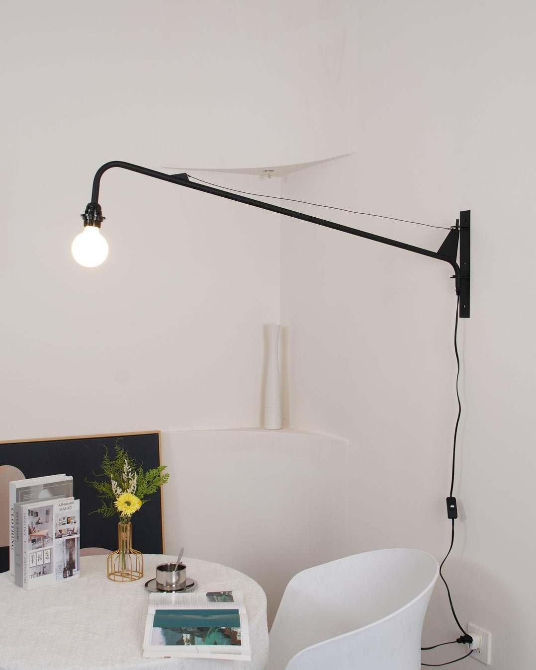 Petite Potence Wall Lamp | Metal & Glass | Black & White