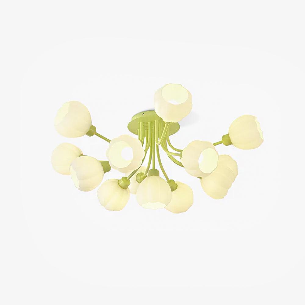 Pumpkin Matcha Ceiling Lamp | Glass Shade & Metal Finish | 7, 11, or 13 Heads