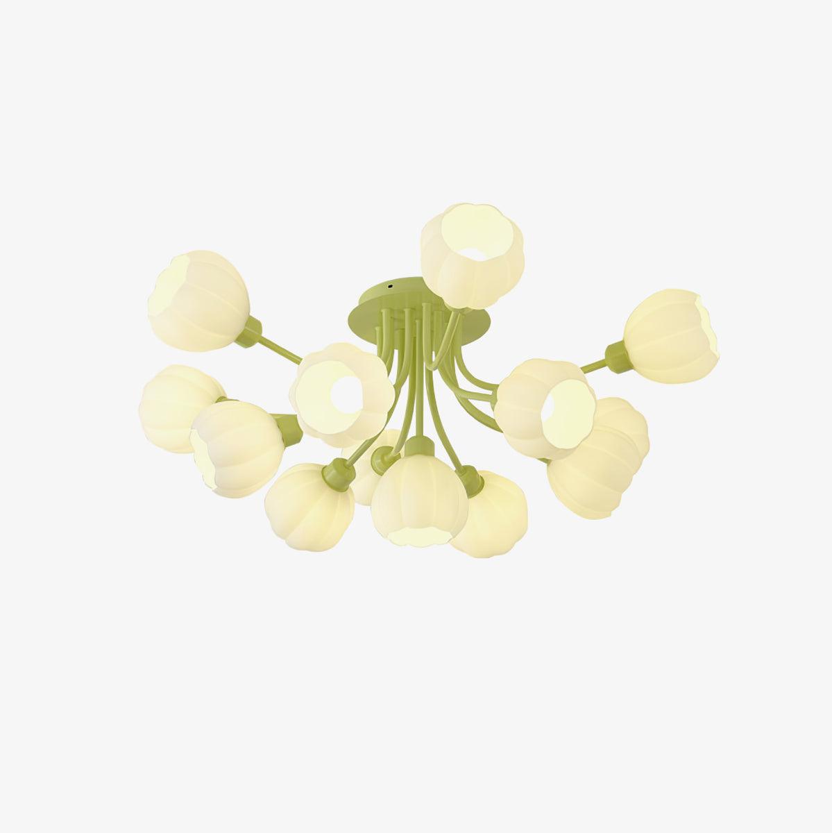 Pumpkin Matcha Ceiling Lamp | Glass Shade & Metal Finish | 7, 11, or 13 Heads