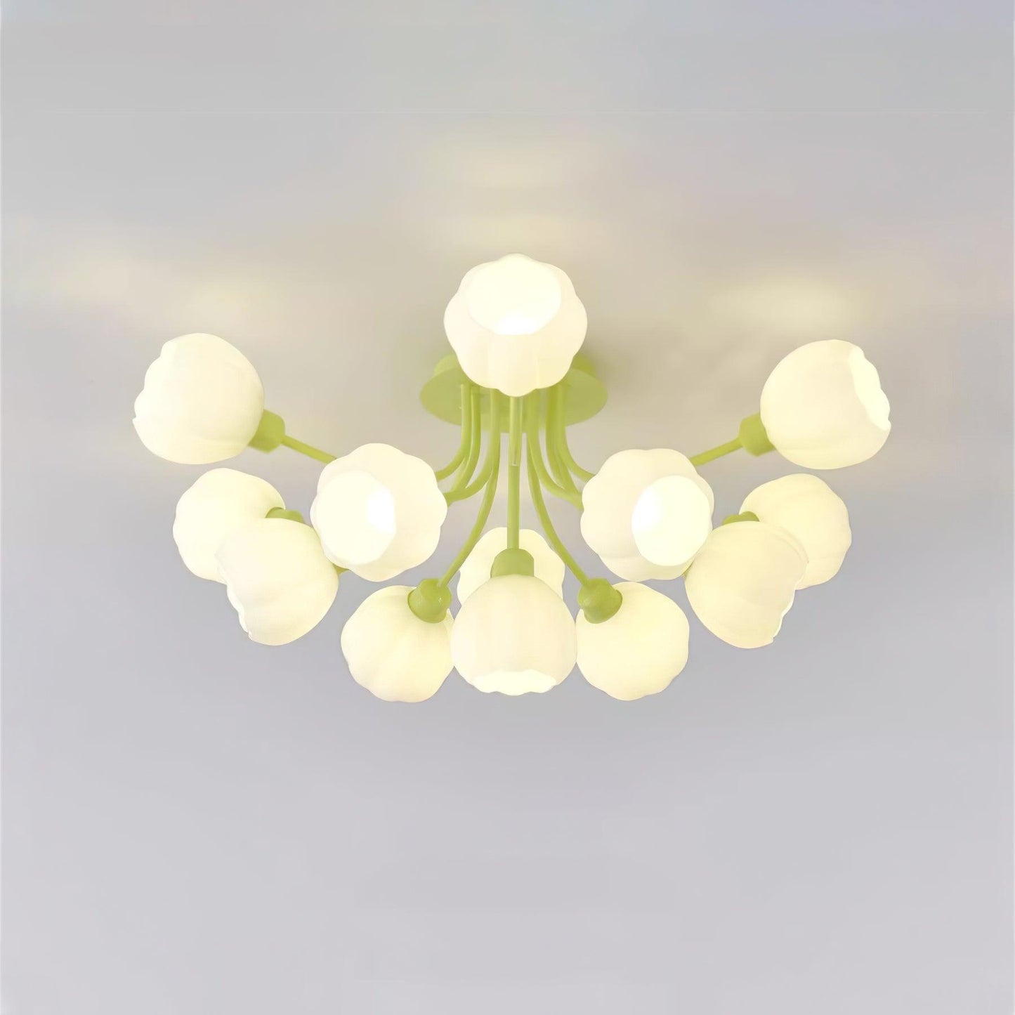Pumpkin Matcha Ceiling Lamp | Glass Shade & Metal Finish | 7, 11, or 13 Heads