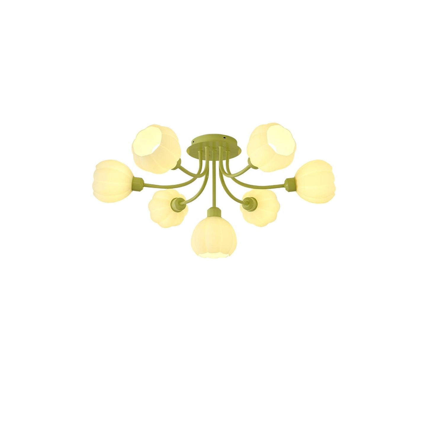 Pumpkin Matcha Ceiling Lamp | Glass Shade & Metal Finish | 7, 11, or 13 Heads