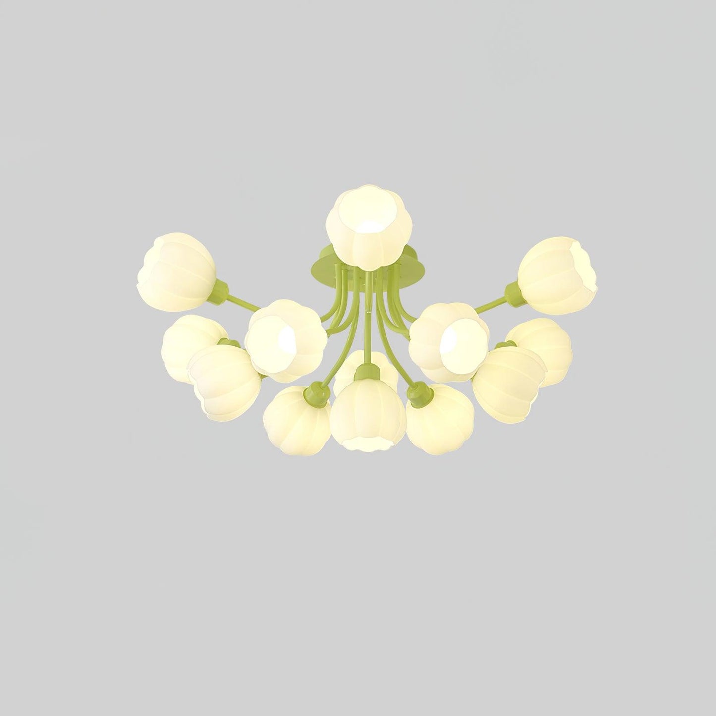 Pumpkin Matcha Ceiling Lamp | Glass Shade & Metal Finish | 7, 11, or 13 Heads