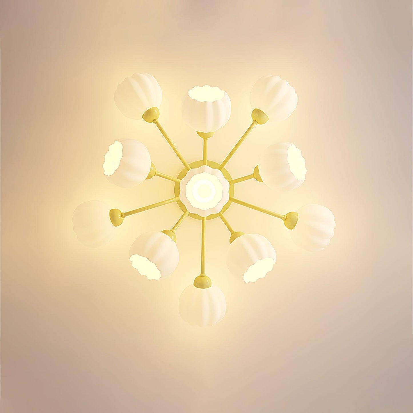 Pumpkin Matcha Ceiling Lamp | Glass Shade & Metal Finish | 7, 11, or 13 Heads