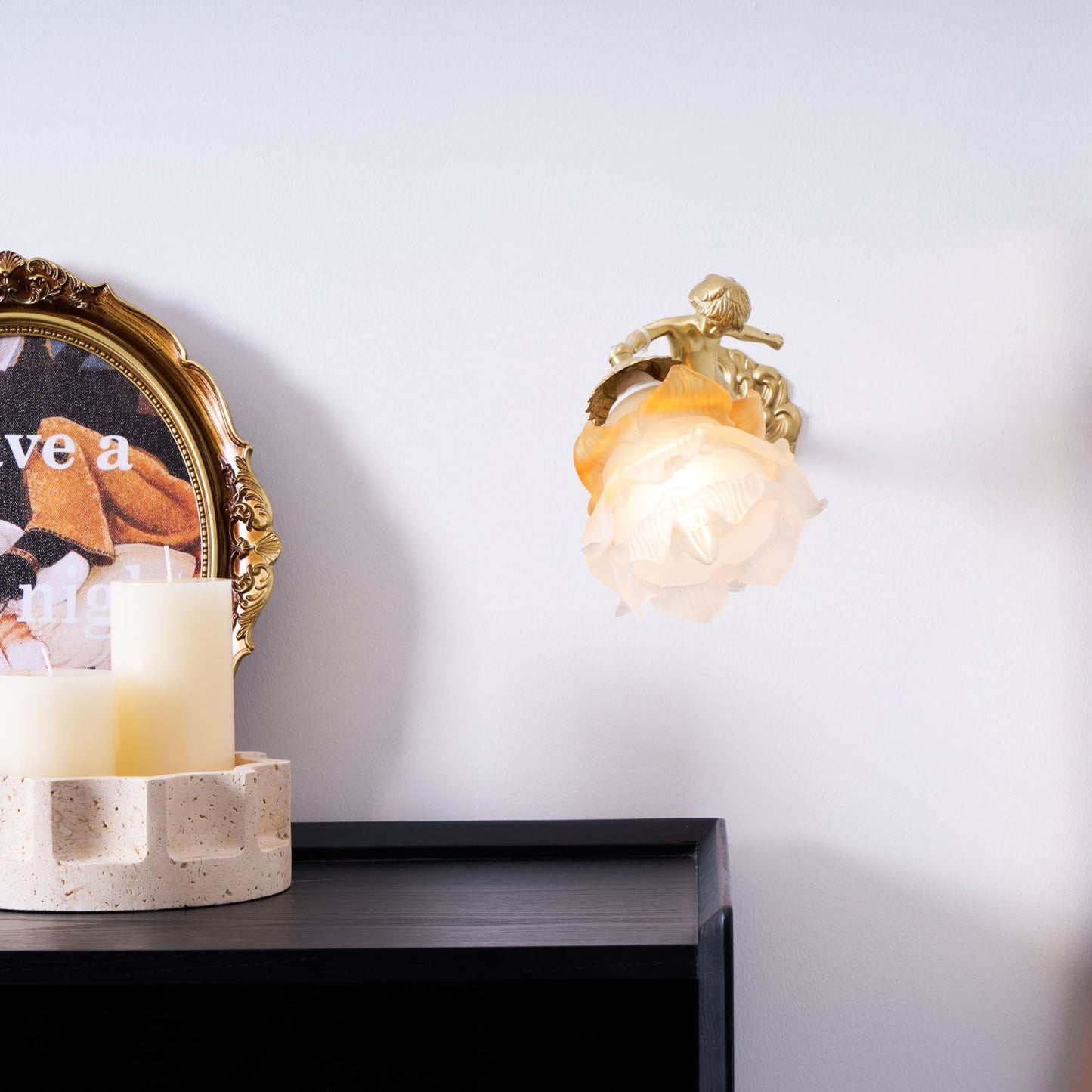 Flying Angel Wall Light | Baroque Design | Copper Finish