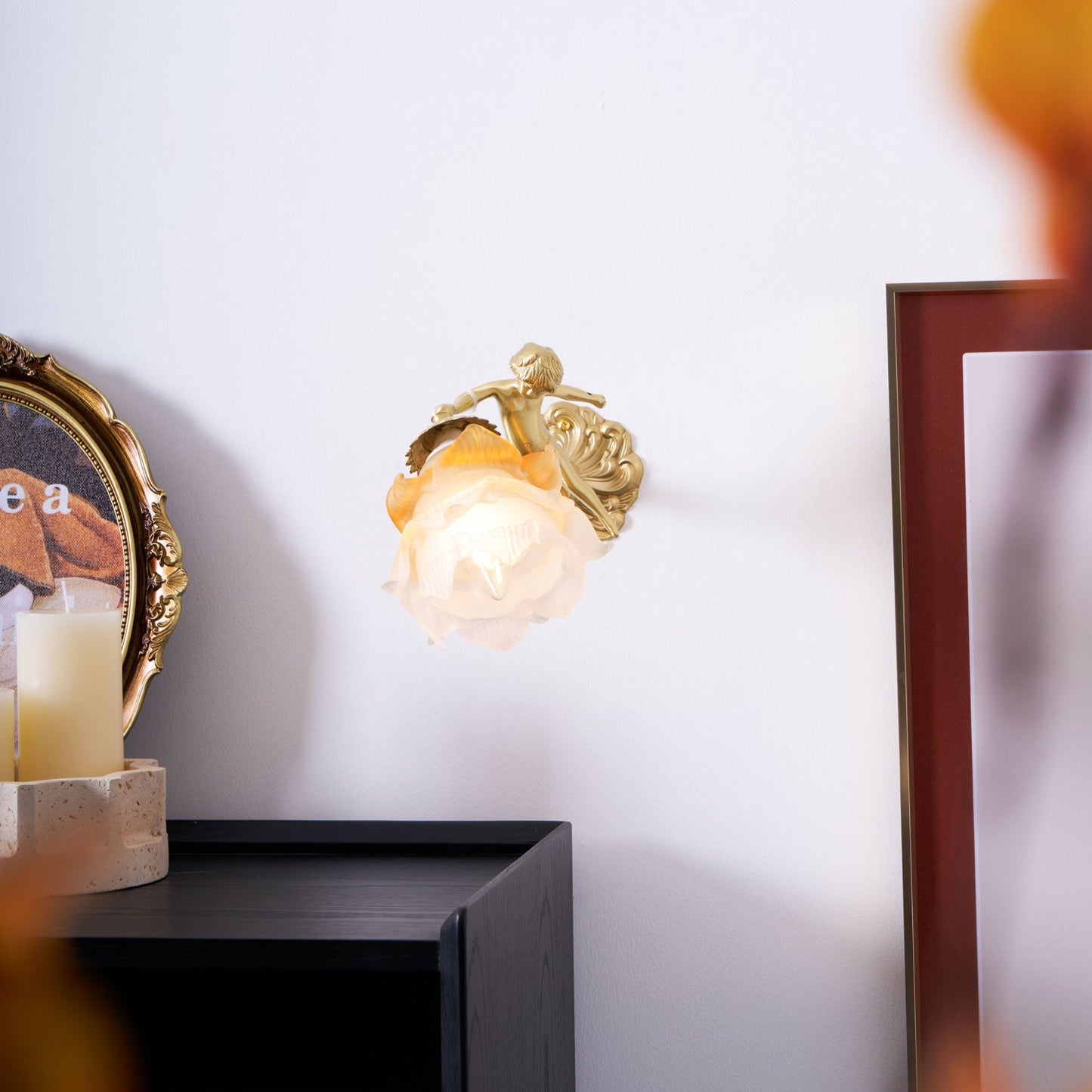 Flying Angel Wall Light | Baroque Design | Copper Finish