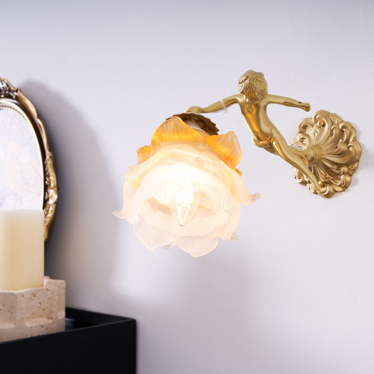 Flying Angel Wall Light | Baroque Design | Copper Finish