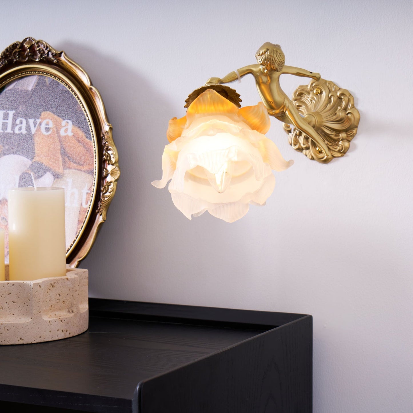 Flying Angel Wall Light | Baroque Design | Copper Finish