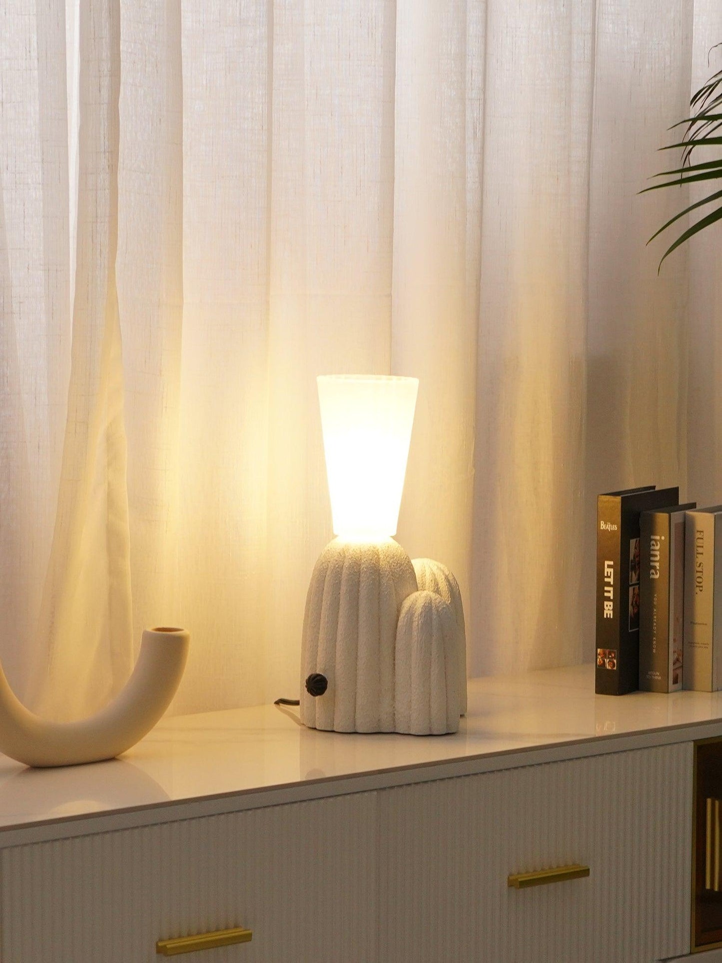Cactus Table Lamp | Resin & Glass | White & Yellow