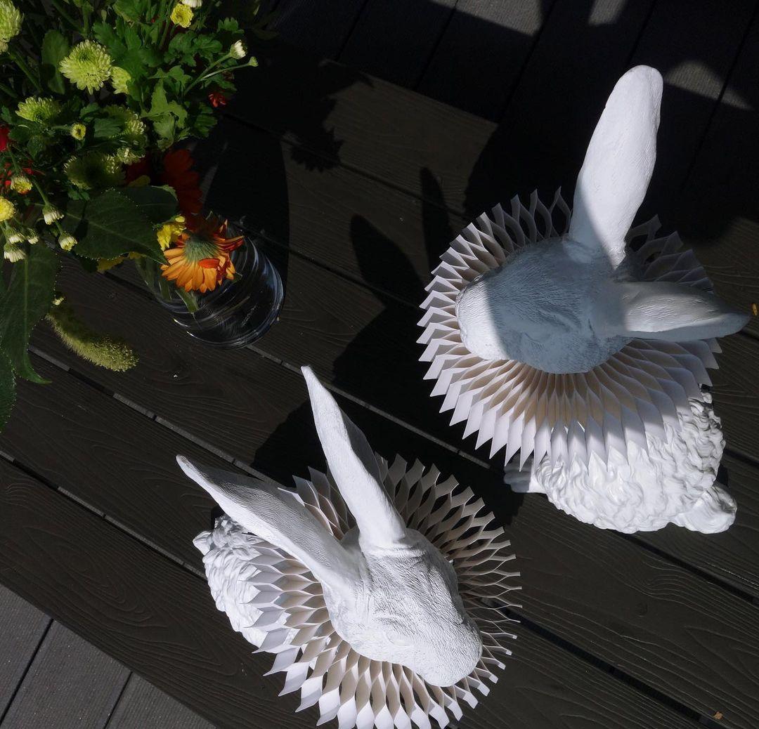 Rabbit Table Lamp | White Resin & Acrylic | Integrated LED
