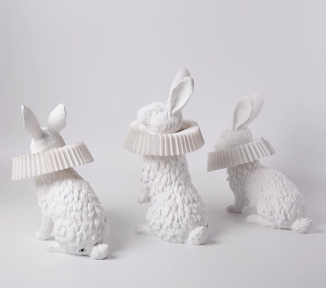 Rabbit Table Lamp | White Resin & Acrylic | Integrated LED