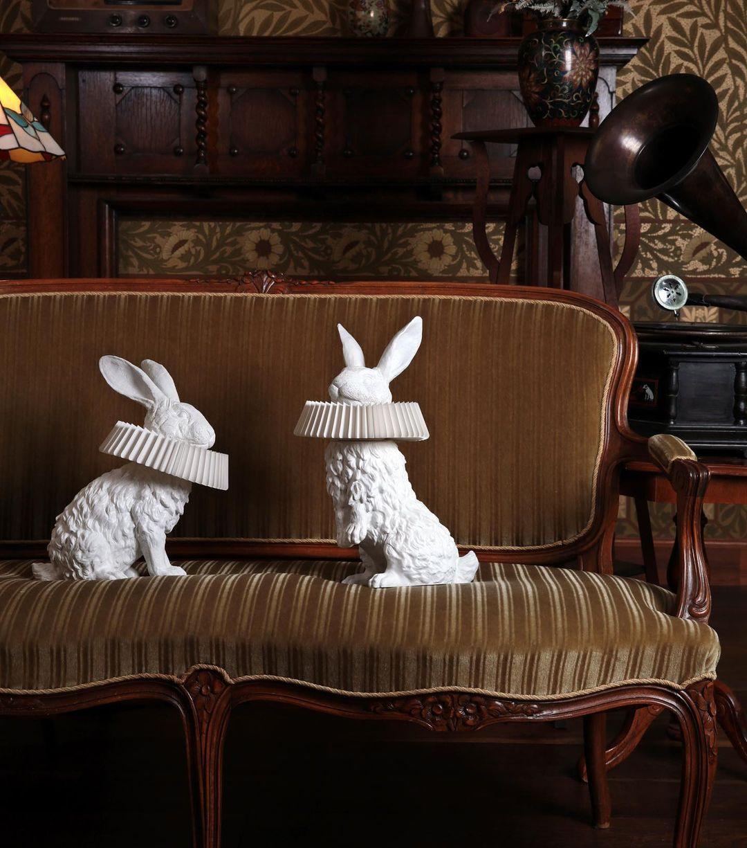 Rabbit Table Lamp | White Resin & Acrylic | Integrated LED