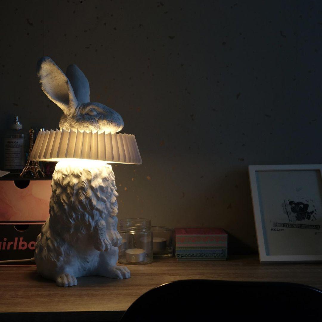 Rabbit Table Lamp | White Resin & Acrylic | Integrated LED