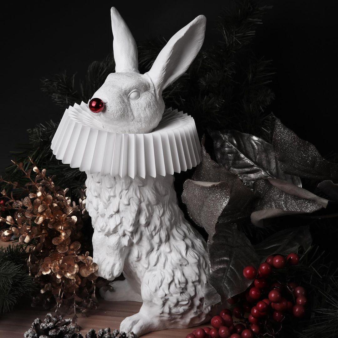 Rabbit Table Lamp | White Resin & Acrylic | Integrated LED