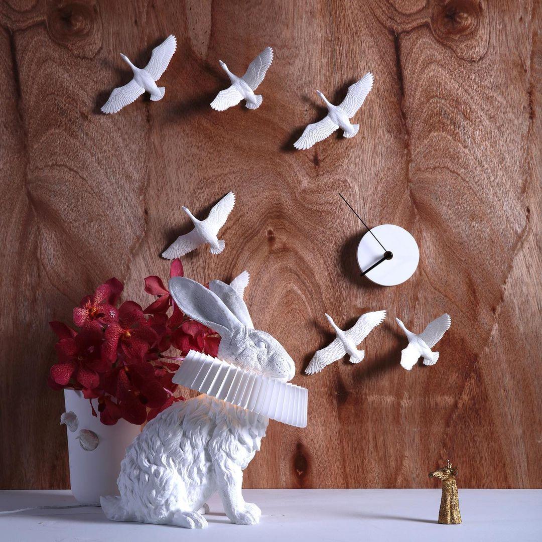 Rabbit Table Lamp | White Resin & Acrylic | Integrated LED