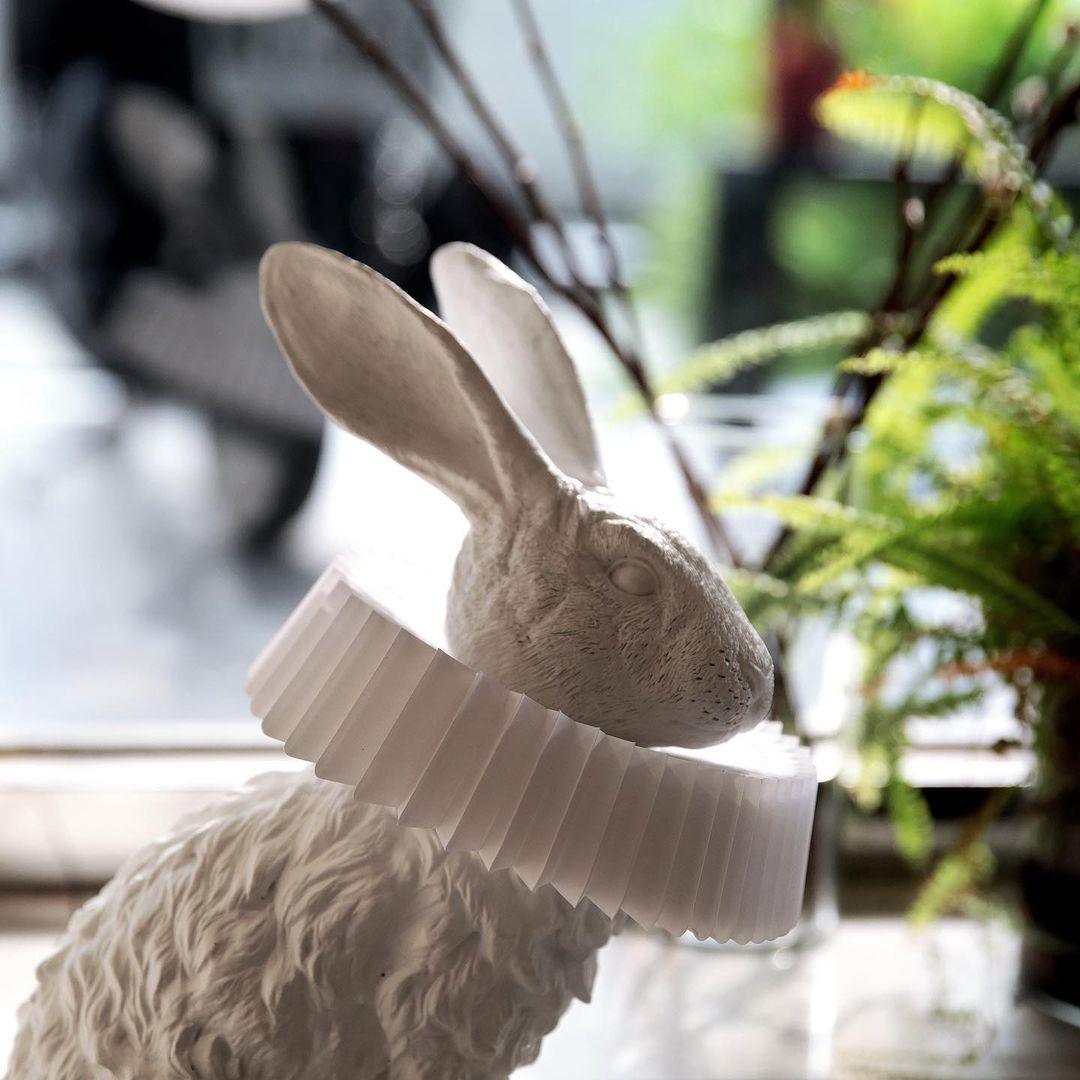 Rabbit Table Lamp | White Resin & Acrylic | Integrated LED