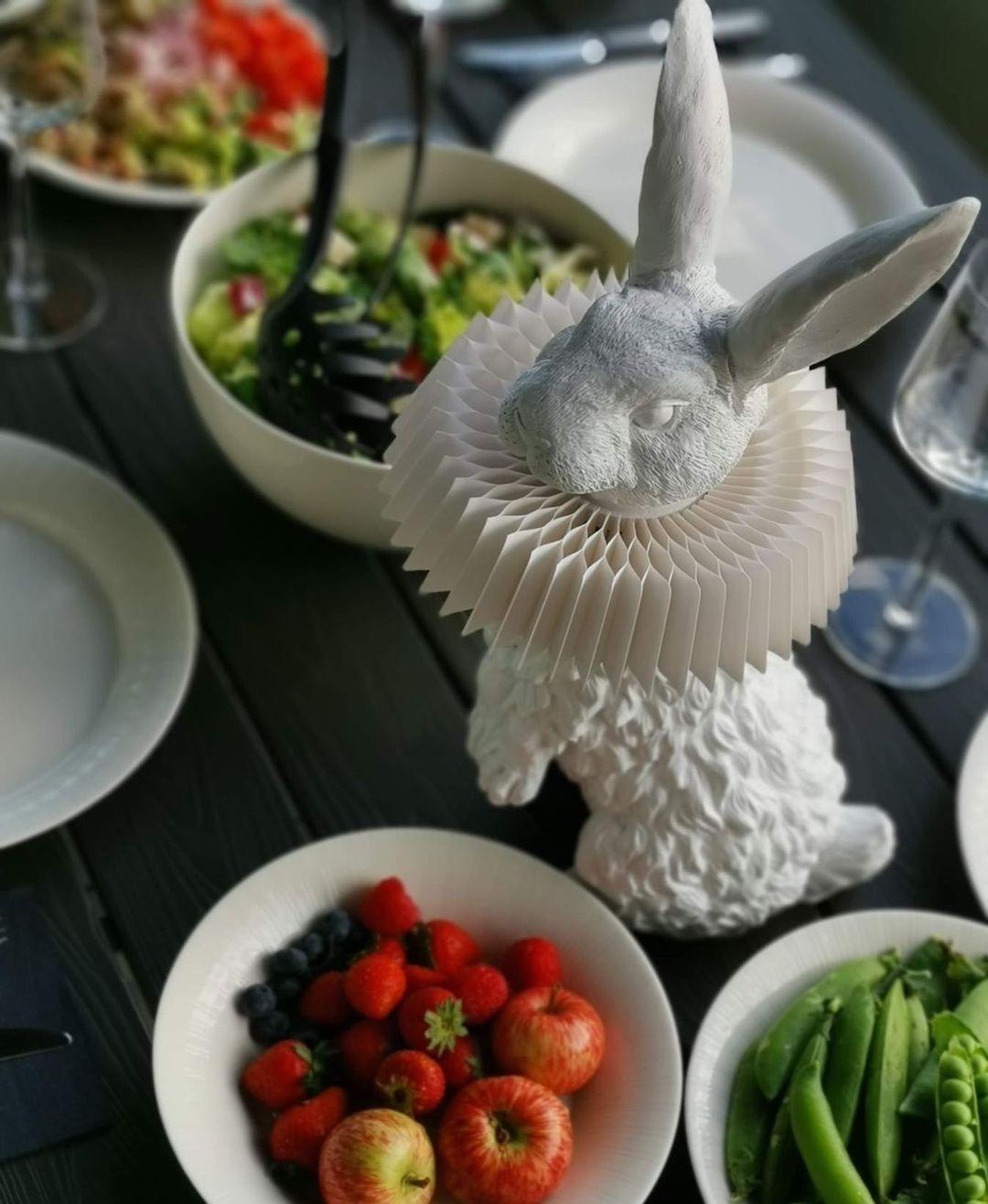 Rabbit Table Lamp | White Resin & Acrylic | Integrated LED