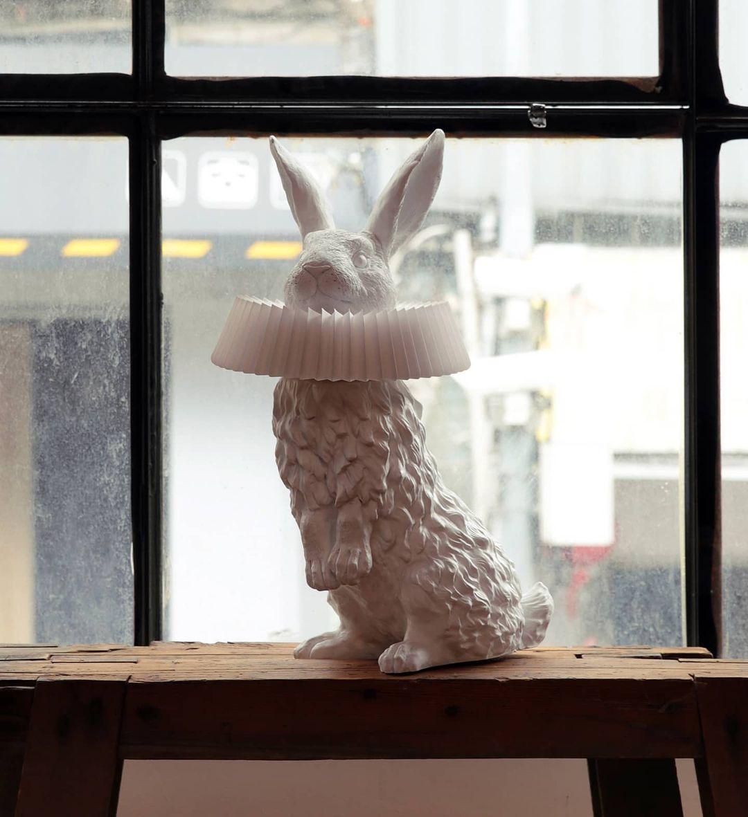 Rabbit Table Lamp | White Resin & Acrylic | Integrated LED