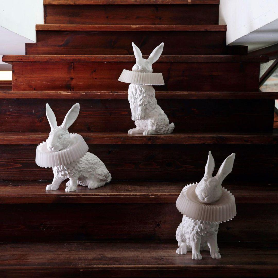 Rabbit Table Lamp | White Resin & Acrylic | Integrated LED