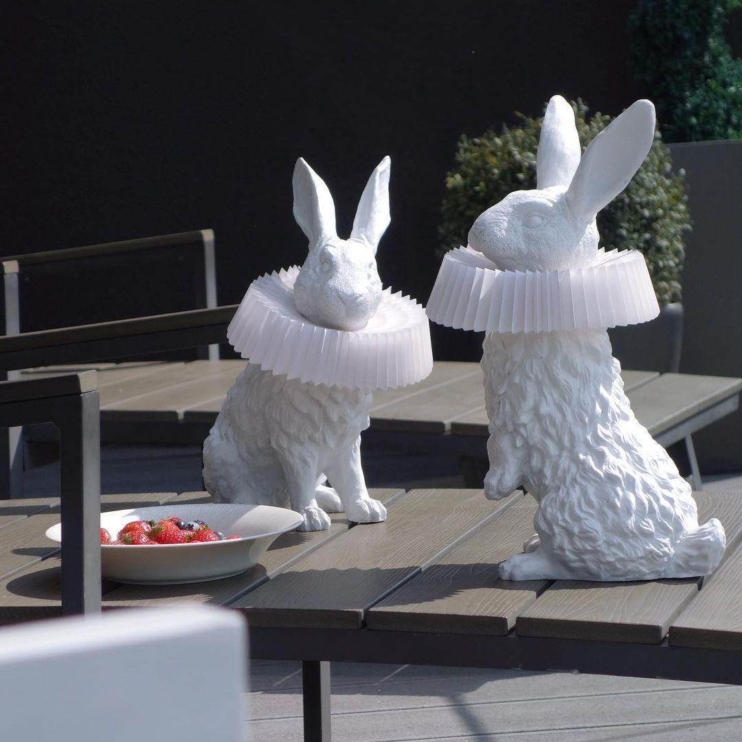 Rabbit Table Lamp | White Resin & Acrylic | Integrated LED
