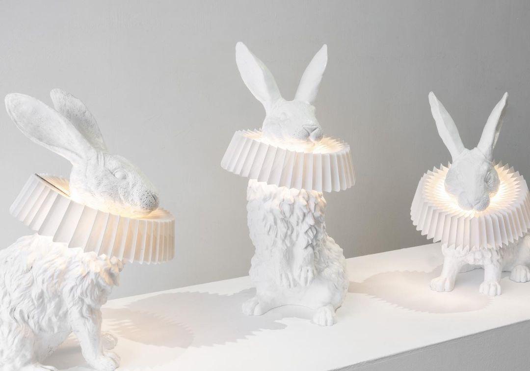 Rabbit Table Lamp | White Resin & Acrylic | Integrated LED
