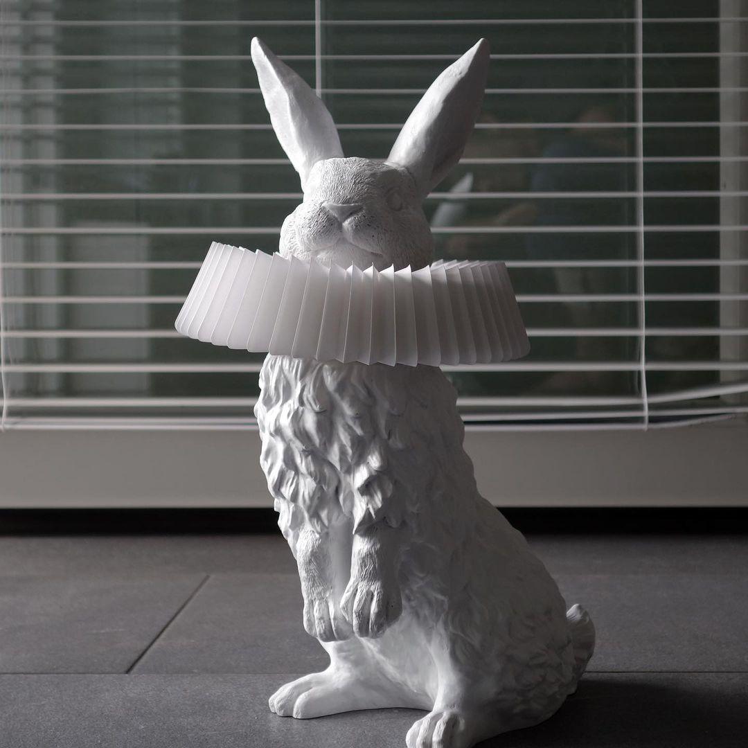 Rabbit Table Lamp | White Resin & Acrylic | Integrated LED