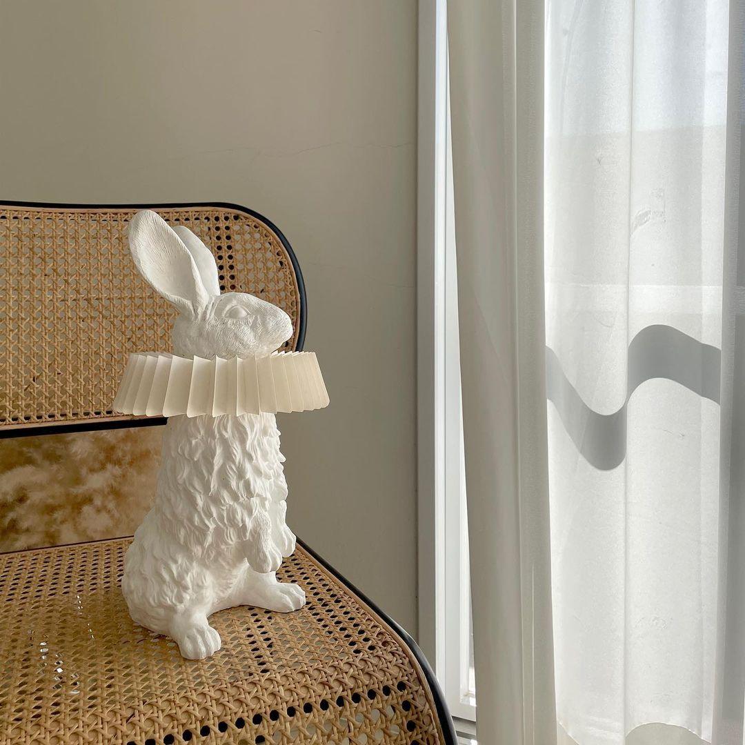 Rabbit Table Lamp | White Resin & Acrylic | Integrated LED