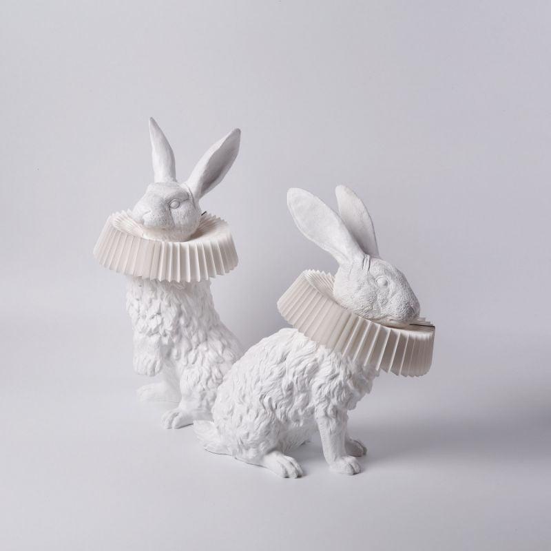 Rabbit Table Lamp | White Resin & Acrylic | Integrated LED