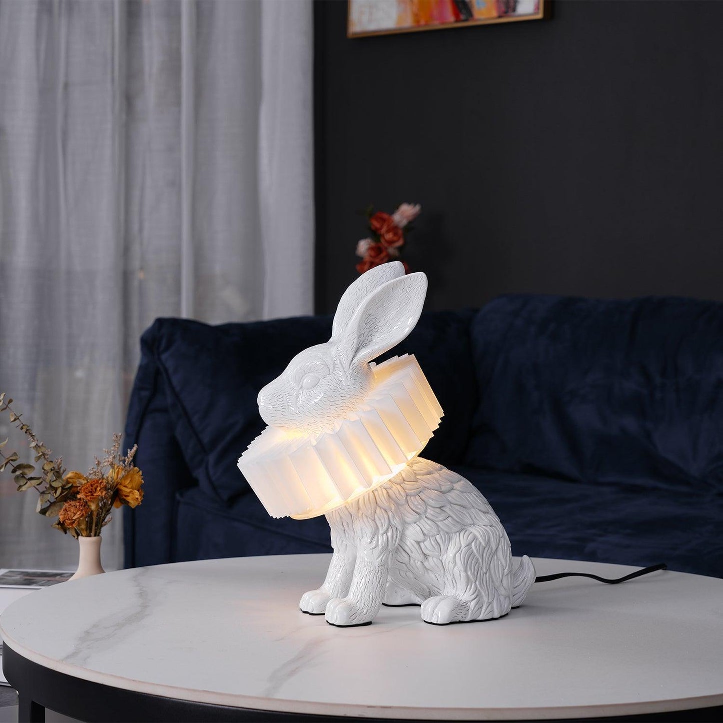 Rabbit Table Lamp | White Resin & Acrylic | Integrated LED