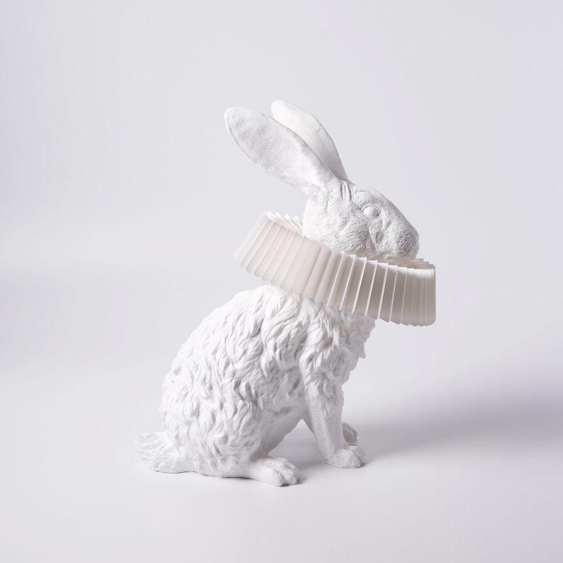 Rabbit Table Lamp | White Resin & Acrylic | Integrated LED