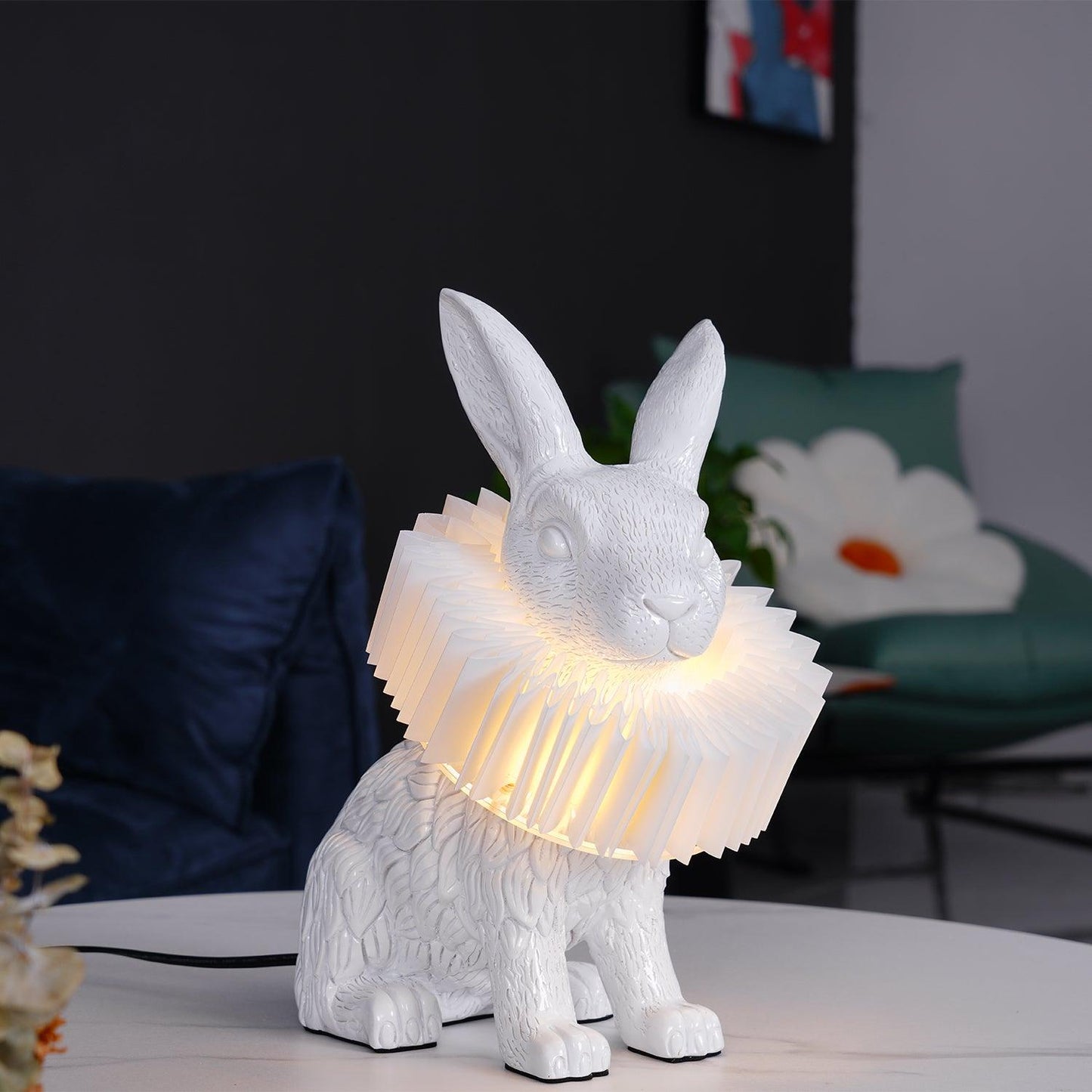 Rabbit Table Lamp | White Resin & Acrylic | Integrated LED