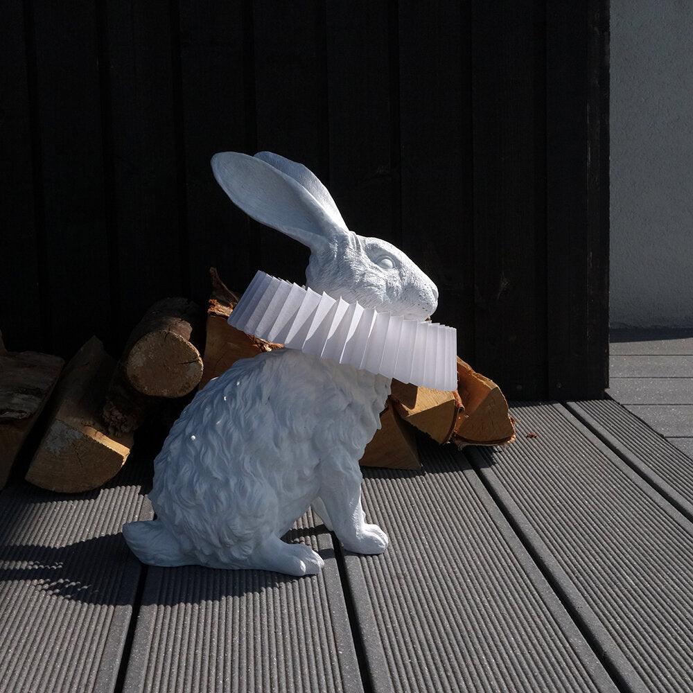 Rabbit Table Lamp | White Resin & Acrylic | Integrated LED