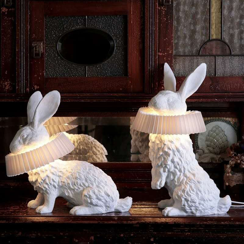 Rabbit Table Lamp | White Resin & Acrylic | Integrated LED