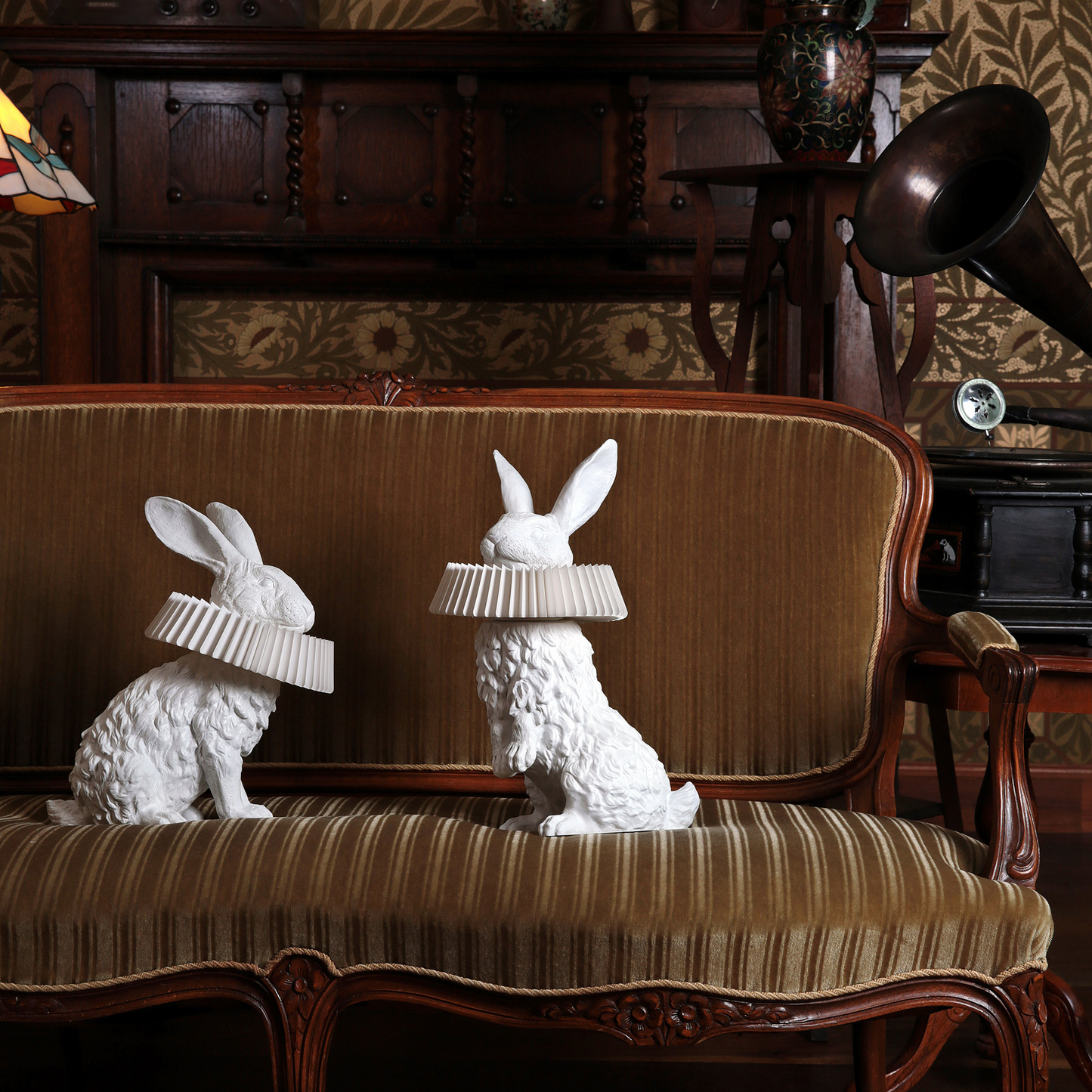 Rabbit Table Lamp | White Resin & Acrylic | Integrated LED