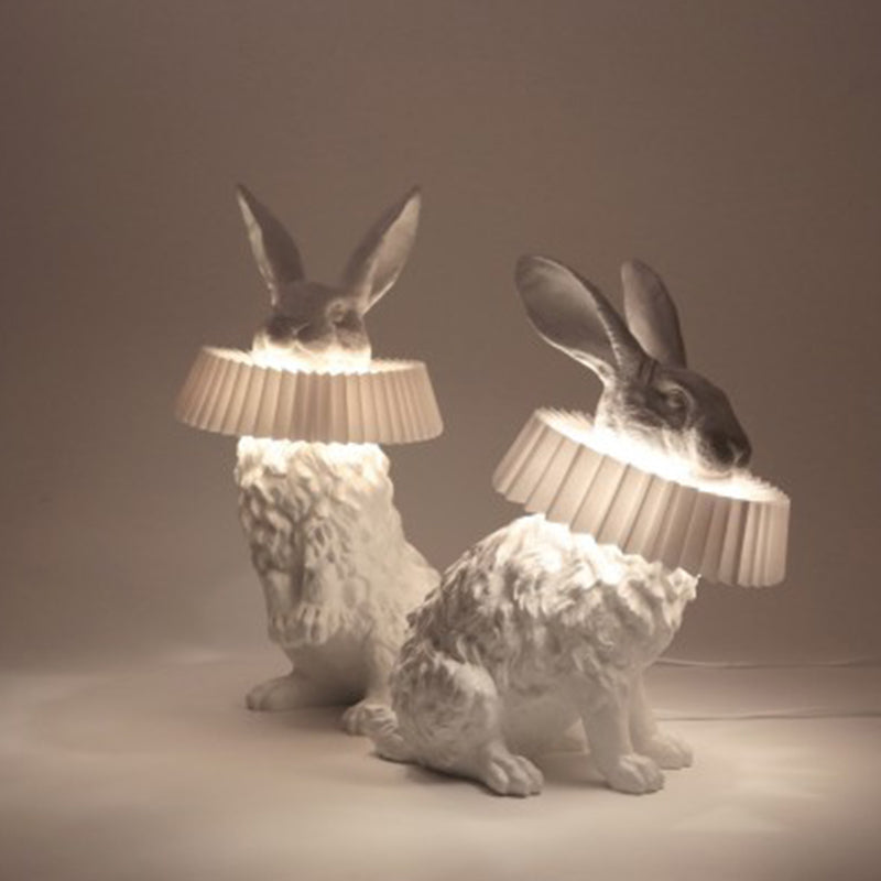 Rabbit Table Lamp | White Resin & Acrylic | Integrated LED