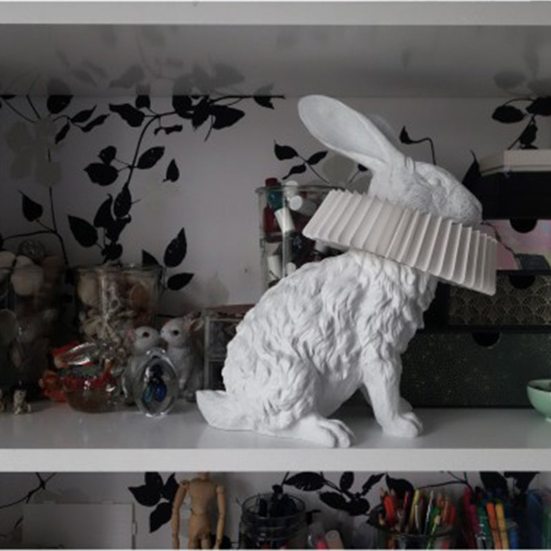 Rabbit Table Lamp | White Resin & Acrylic | Integrated LED