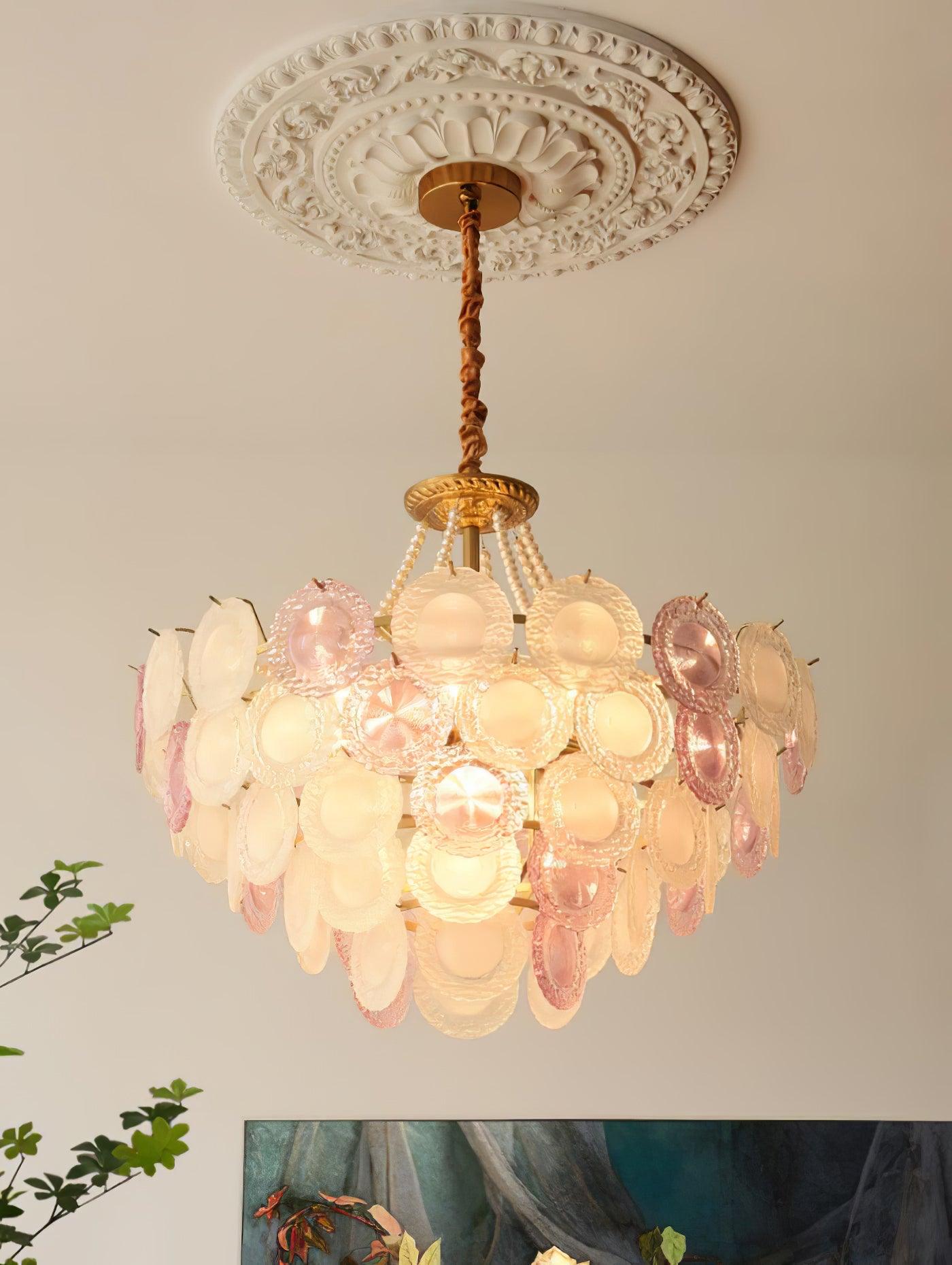 Rainbow Chandelier | Iron & Mesh | Black Multi-Color Shades