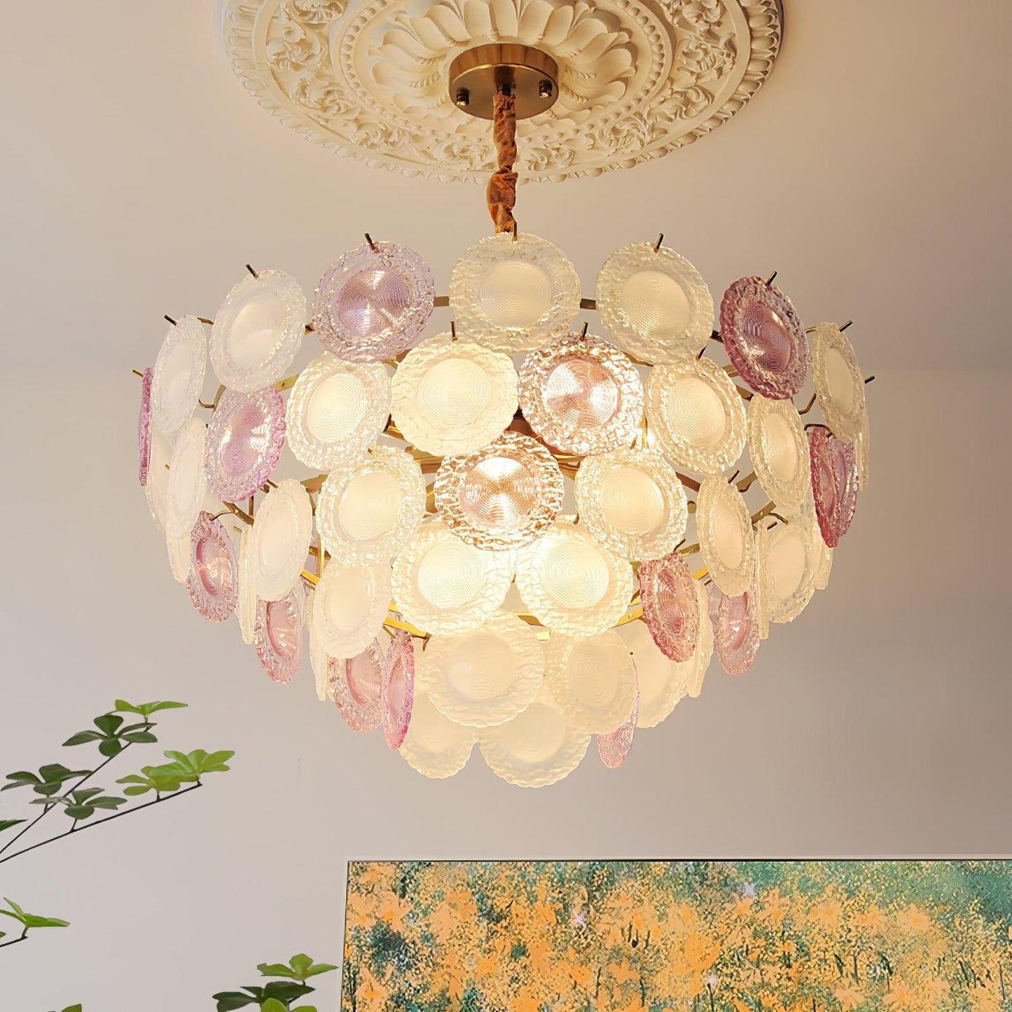 Rainbow Chandelier | Iron & Mesh | Black Multi-Color Shades