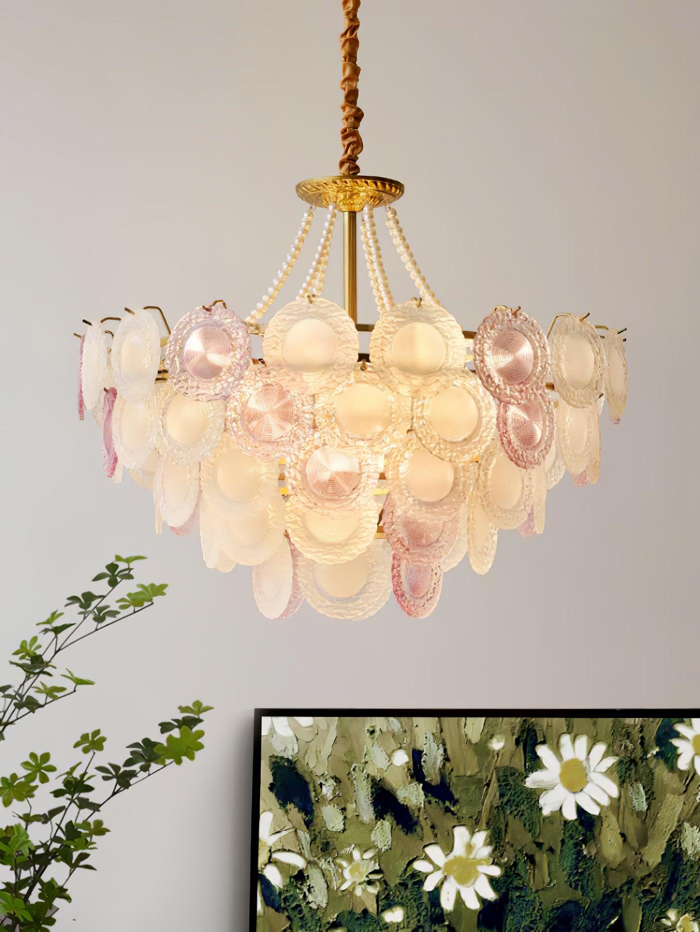 Rainbow Chandelier | Iron & Mesh | Black Multi-Color Shades