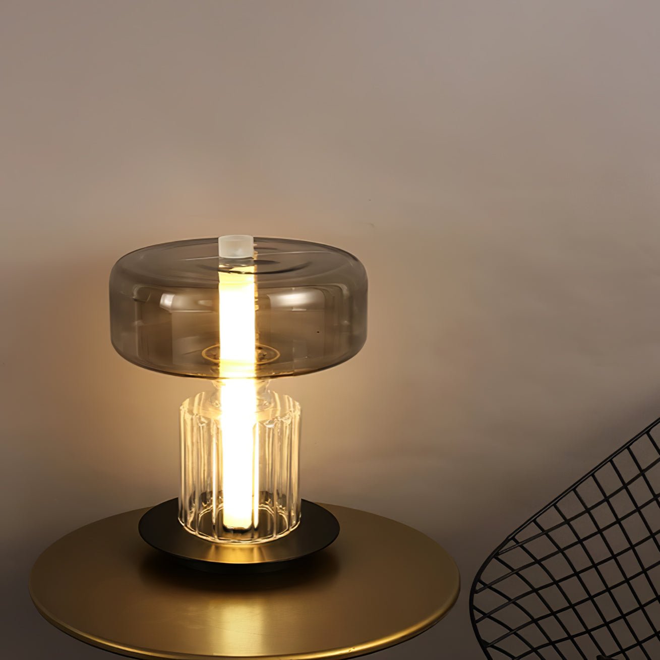 Hand Blown Glass Table Lamp | Smoky Gray Finish | Two Sizes Available
