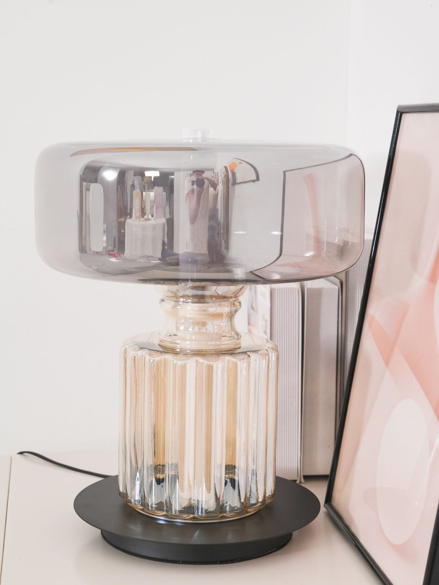 Hand Blown Glass Table Lamp | Smoky Gray Finish | Two Sizes Available