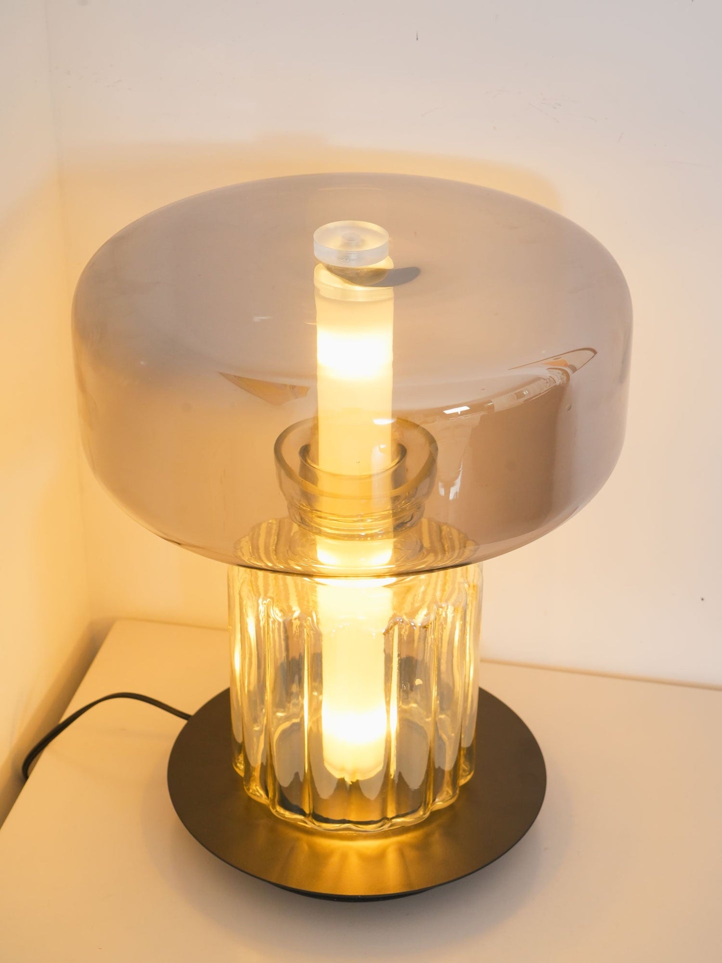 Hand Blown Glass Table Lamp | Smoky Gray Finish | Two Sizes Available