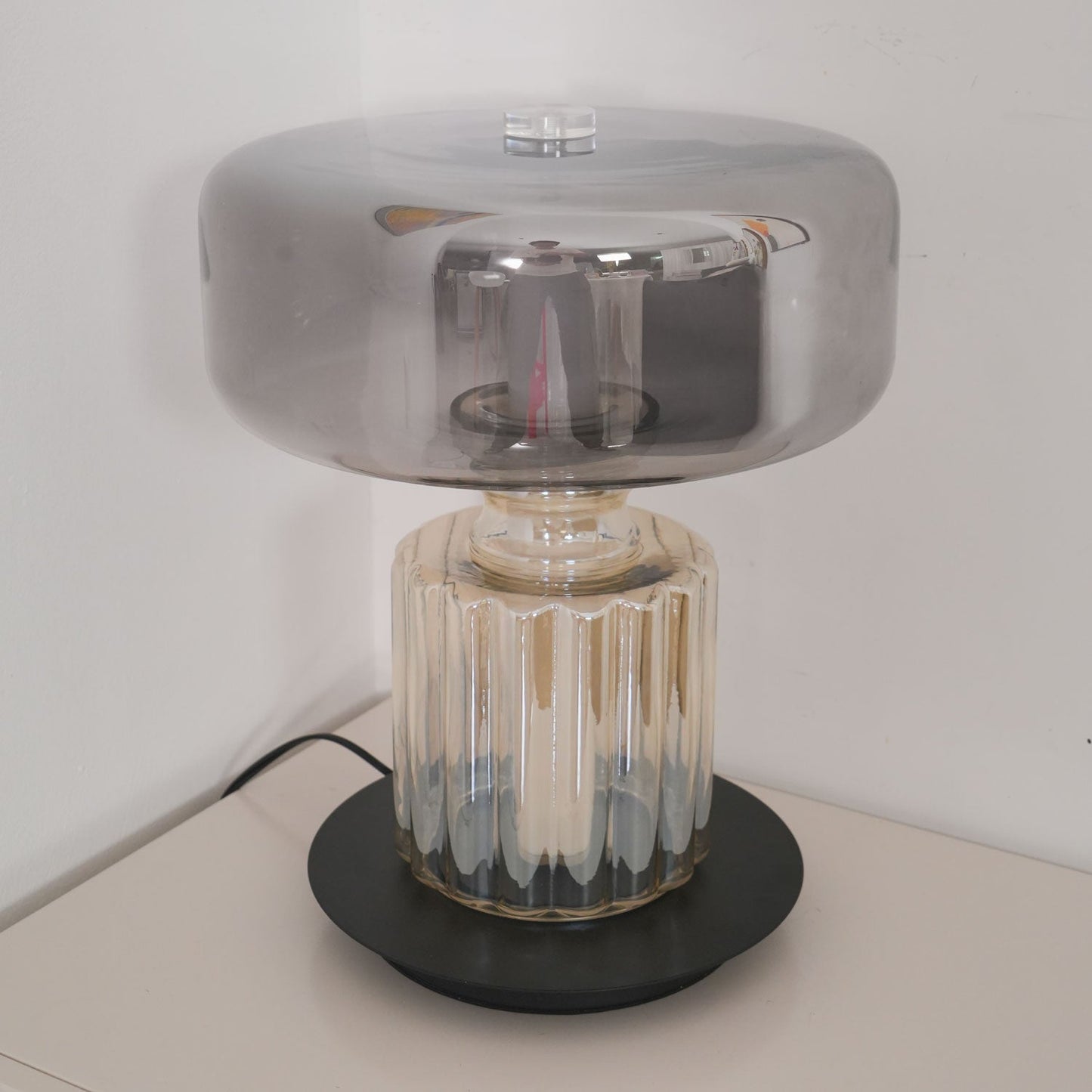 Hand Blown Glass Table Lamp | Smoky Gray Finish | Two Sizes Available