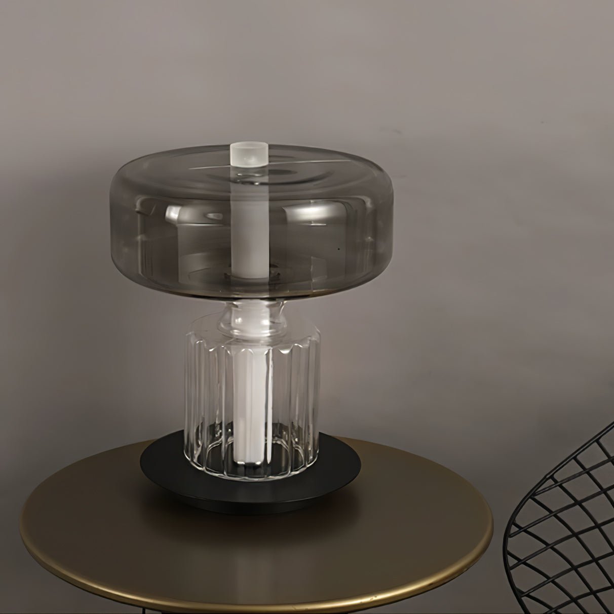 Hand Blown Glass Table Lamp | Smoky Gray Finish | Two Sizes Available