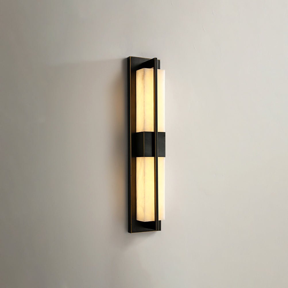 Rectangular Wall Sconce | Alabaster & Brass | Set of 2