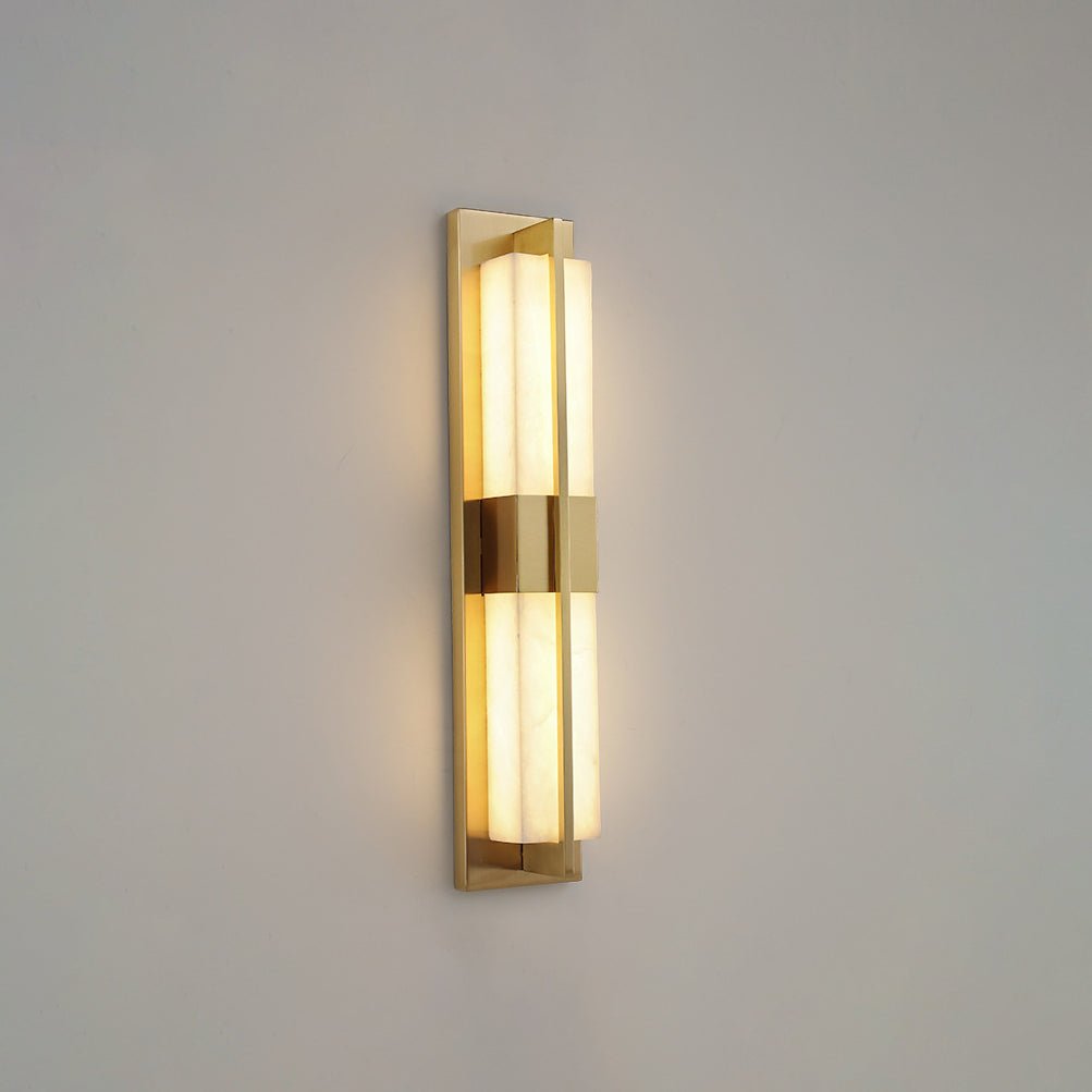 Rectangular Wall Sconce | Alabaster & Brass | Set of 2
