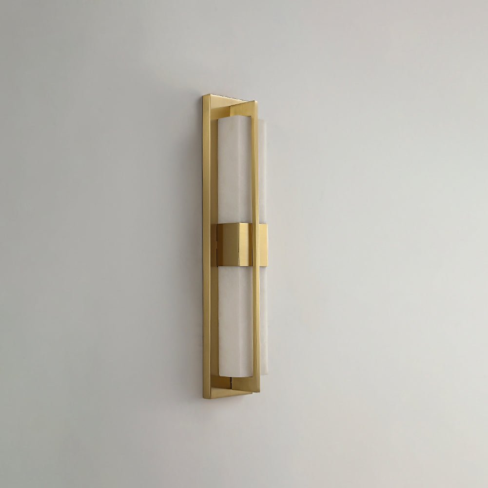 Rectangular Wall Sconce | Alabaster & Brass | Set of 2
