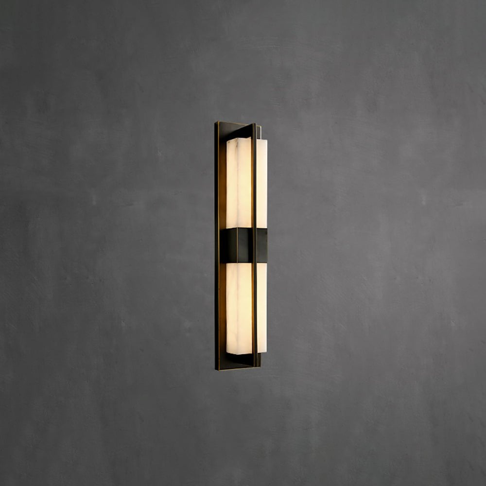 Rectangular Wall Sconce | Alabaster & Brass | Set of 2