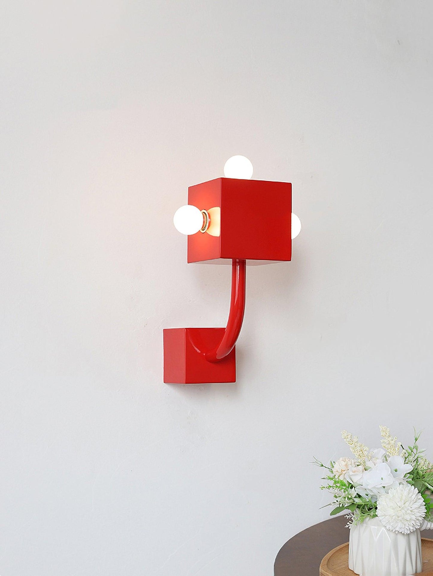 Red Cube Wall Lamp | High-Quality Iron | 24.5cm Diameter
