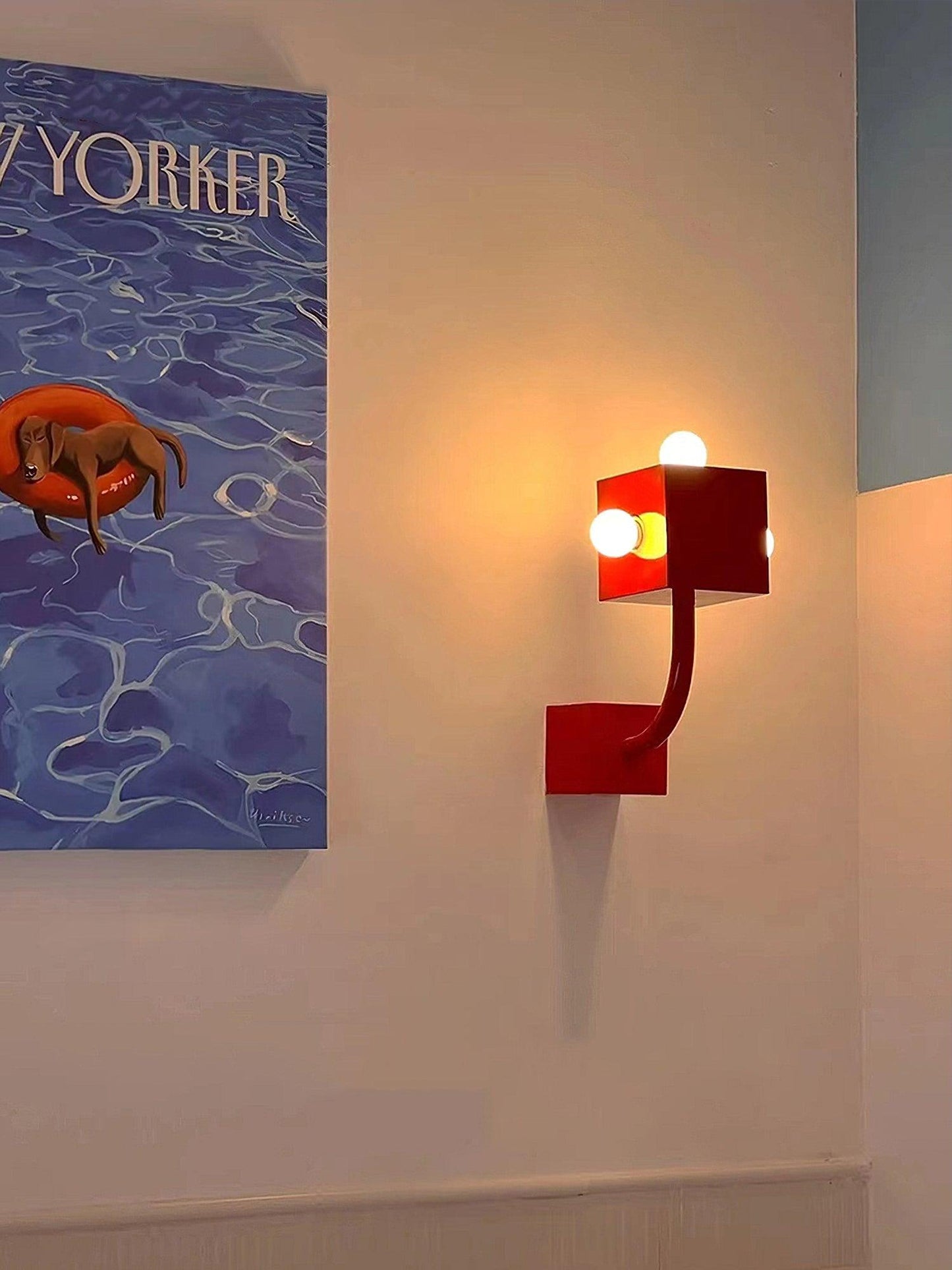 Red Cube Wall Lamp | High-Quality Iron | 24.5cm Diameter