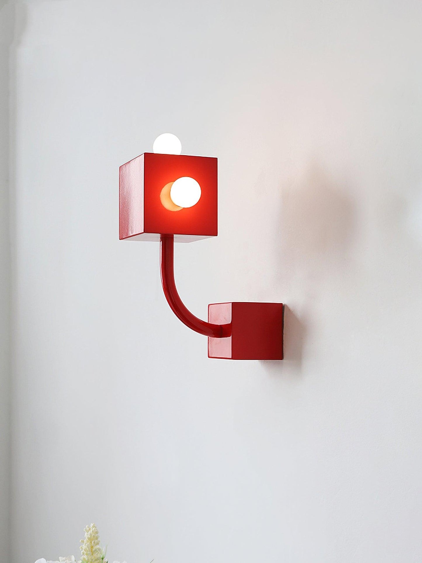 Red Cube Wall Lamp | High-Quality Iron | 24.5cm Diameter